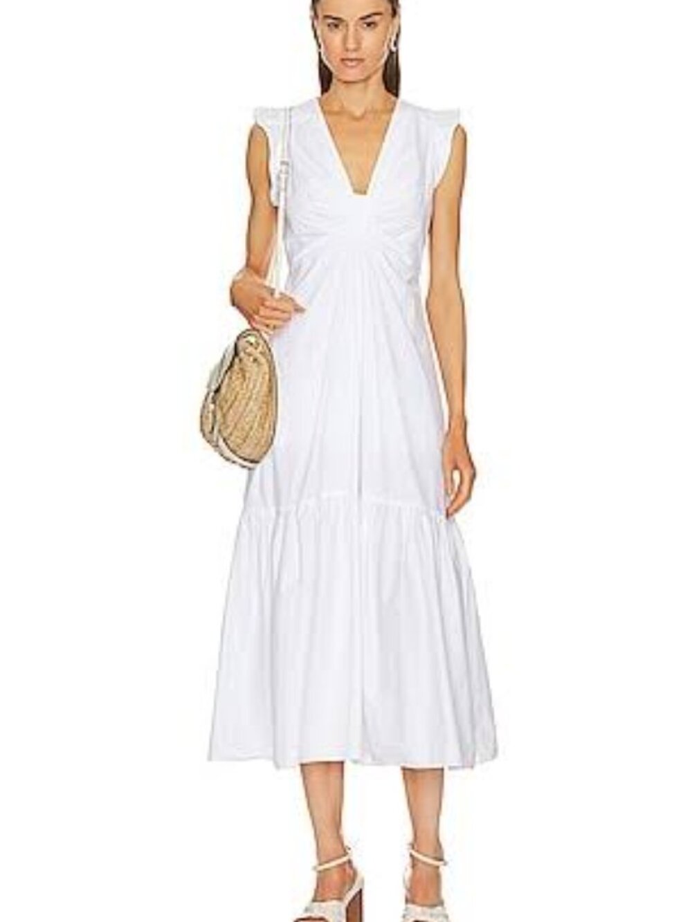 Revolve Bailey 44 White Wanda Midi Dress in Oatmilk Size M NWT MSRP $288